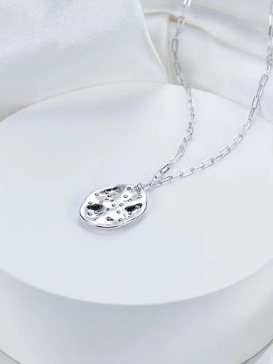 925 Sterling Silver Cubic Zirconia Irregular Trend Link Necklace