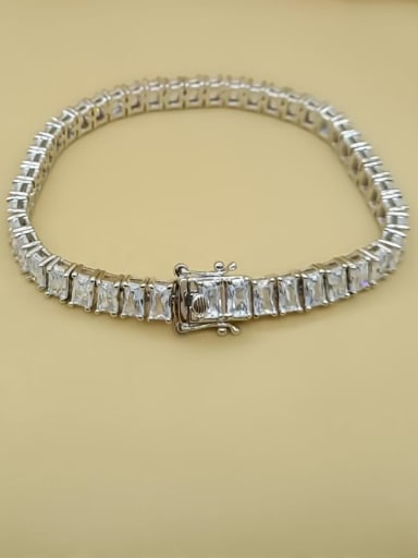Brass Cubic Zirconia White Rectangle Dainty Handmade Weave Bracelet