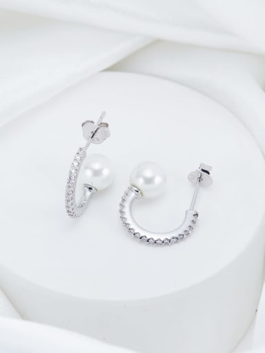925 Sterling Silver Cubic Zirconia Trend Hook Earring