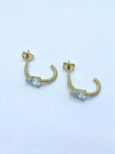 925 Sterling Silver Cubic Zirconia Hook Minimalist Stud Earring