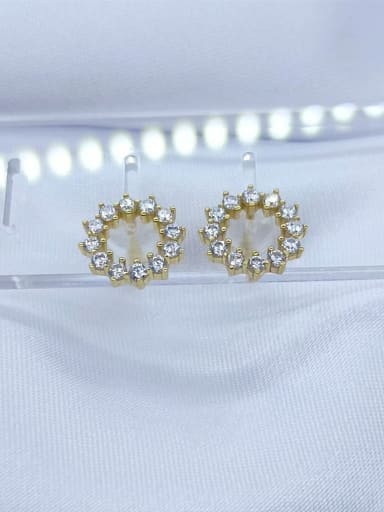 yellow 925 Sterling Silver Cubic Zirconia Round Dainty Stud Earring