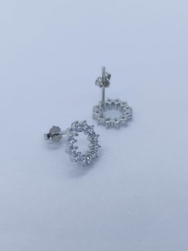 white 925 Sterling Silver Cubic Zirconia Round Dainty Stud Earring