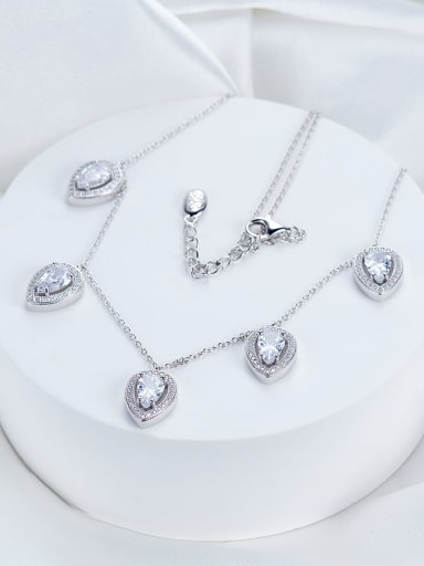 925 Sterling Silver Cubic Zirconia Oval Classic Link Necklace