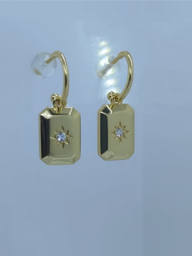 925 Sterling Silver Cubic Zirconia Geometric Classic Hook Earring