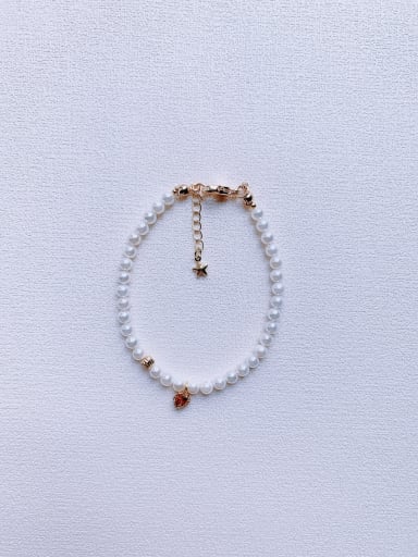Color Natural Round Shell Beads Chain Minimalist Handmade Beaded Bracelet