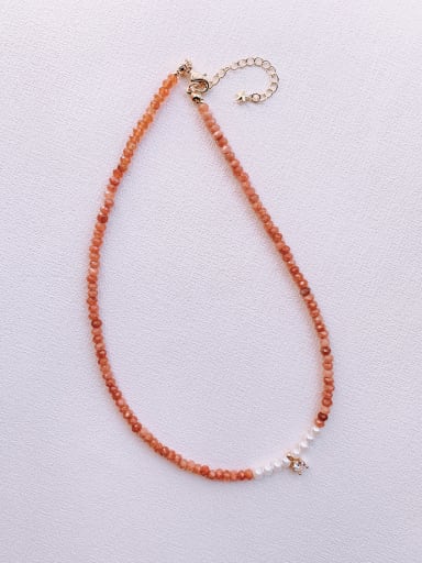 N-STPE-0018 Natural  Gemstone Crystal Beads Chain  Handmade Beaded Necklace