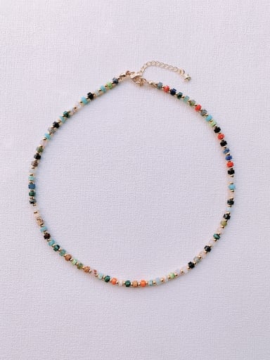 Natural  Gemstone Crystal Beads Chain   Handmade Beaded Necklace