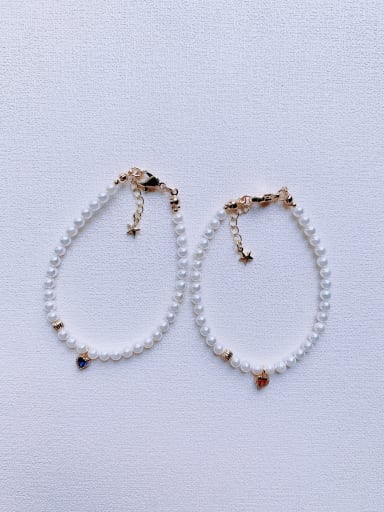 Natural Round Shell Beads Chain Minimalist Handmade Beaded Bracelet