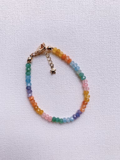 Color 3 Natural  Gemstone Crystal Beads Chain Handmade Beaded Bracelet