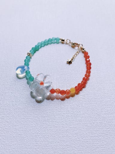 Blue+red Natural  Gemstone Crystal Beads Chain Handmade Beaded Bracelet