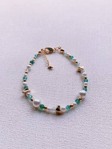 green Natural  Gemstone Crystal Beads Chain Handmade Beaded Bracelet