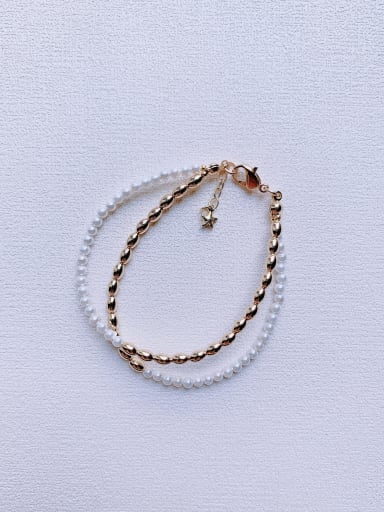 Natural Round Shell Beads Handmade Beaded Bracelet