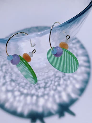 Brass Acrylic Geometric Minimalist Handmade Huggie Earring