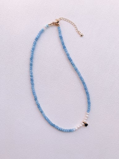 N-STPE-0018 Natural  Gemstone Crystal Beads Chain  Handmade Beaded Necklace