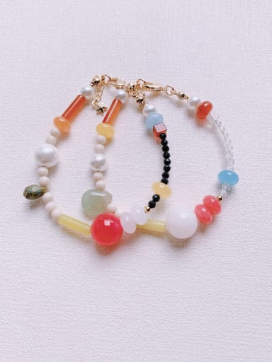 Natural  Gemstone Crystal Beads Chain Handmade Beaded Bracelet