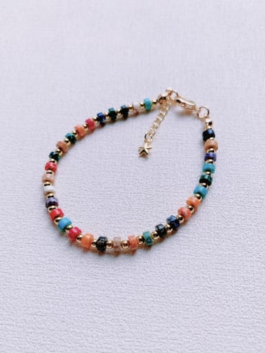 custom Natural  Gemstone Crystal Beads Chain Multi Color Handmade Beaded Bracelet