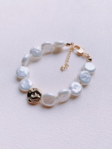 Natural Round Shell Beads Chain Handmade Beaded Bracelet