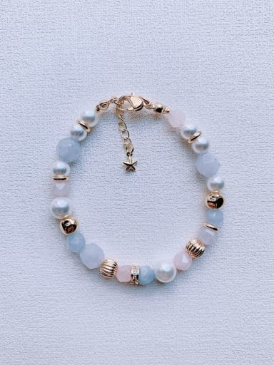 Natural  Gemstone Crystal Beads Chain  Handmade Beaded Bracelet