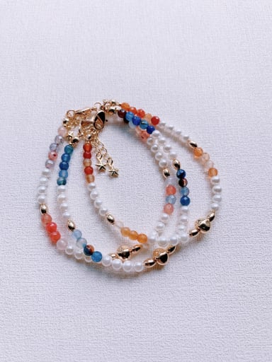 Natural  Gemstone Crystal Beads Chain  Multi Color Handmade Beaded Bracelet