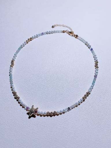 Natural Round Shell Beads Chain Handmade Beaded Necklace