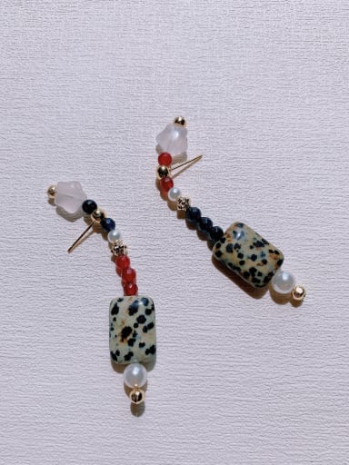 Brass Imitation Pearl Geometric Vintage Handmade beaded earrings  Drop Earring