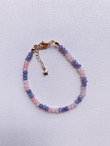 Color 5 Natural  Gemstone Crystal Beads Chain Handmade Beaded Bracelet