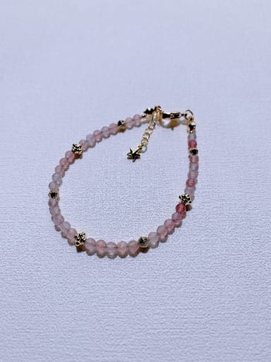 light pink Natural  Gemstone Crystal Beads Chain Handmade Beaded Bracelet