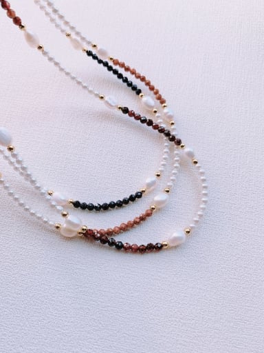 N-STPE-0019 Natural  Gemstone Crystal Beads Chain  Handmade  Beaded Necklace