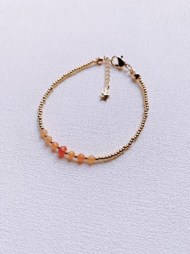 red Natural  Gemstone Crystal Beads Chain Handmade Beaded Bracelet