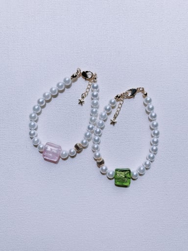 Natural Round Shell Beads Chain Handmade Beaded Bracelet