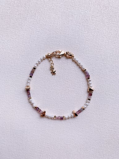 B-ST-016 Natural  Gemstone Crystal Beads Chain Handmade Beaded Bracelet