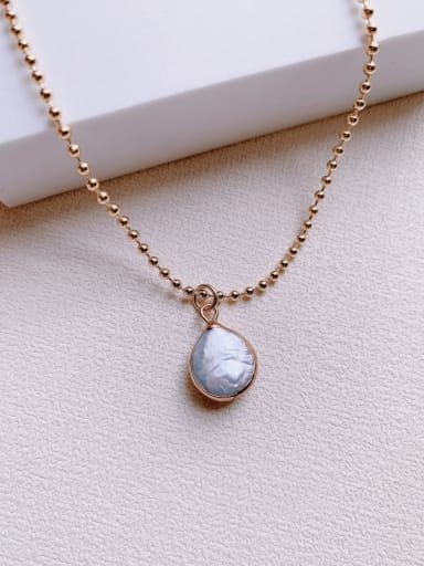 Brass Imitation Pearl Water Drop Minimalist Beads Chain Necklace