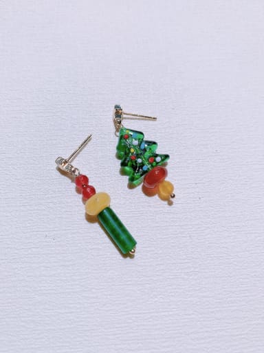 Natural Gemstone Crystal Beads Handmade Christmas Series Drop Earring