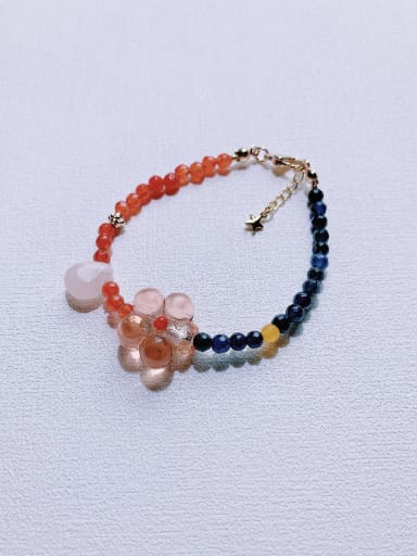 red+dark blue Natural  Gemstone Crystal Beads Chain Handmade Beaded Bracelet
