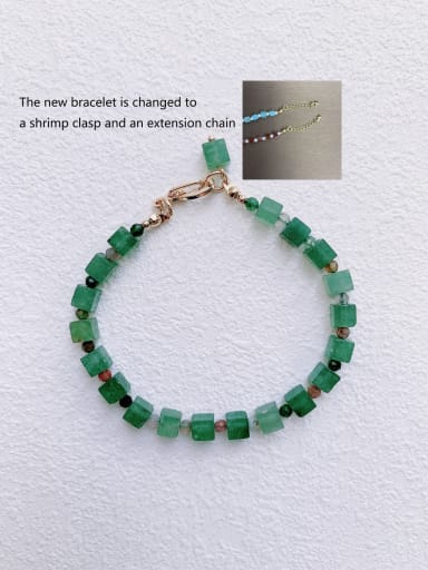 green Natural  Gemstone Crystal Beads Chain  Minimalist Handmade Beaded Bracelet