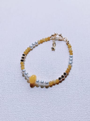 yellow Natural Round Shell Beads Chain Handmade Beaded Bracelet