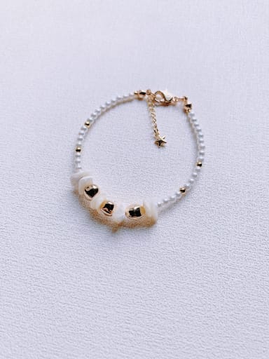 Natural Round Shell Beads Handmade Beaded Bracelet