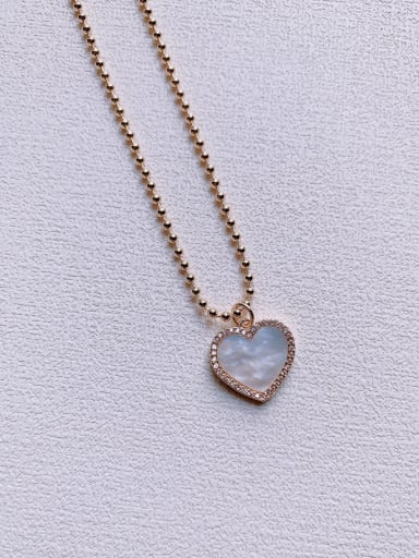 Brass Shell Heart Minimalist  Beads Chain Necklace