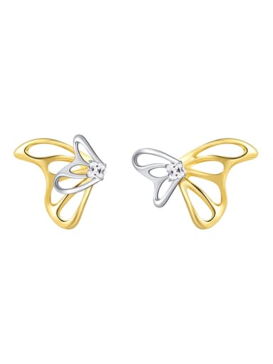 Brass Cubic Zirconia White Bowknot Minimalist Stud Earring