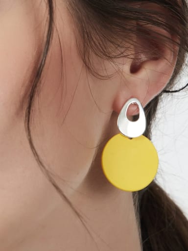 custom Alloy Yellow Geometric Dainty Stud Earring