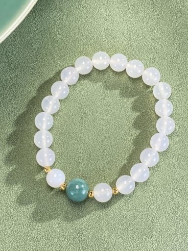 Brass Miyuki Millet Bead White Stone Minimalist Handmade Beaded Bracelet