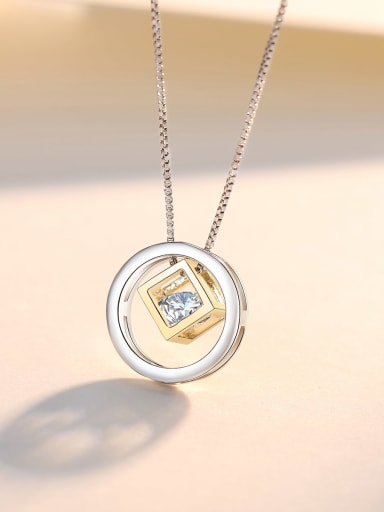 Brass Cubic Zirconia Gold Round Minimalist Link Necklace