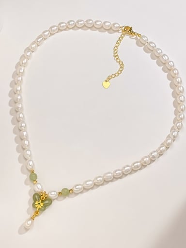 Brass Miyuki Millet Bead White Tila Bead Butterfly Minimalist Lariat Necklace