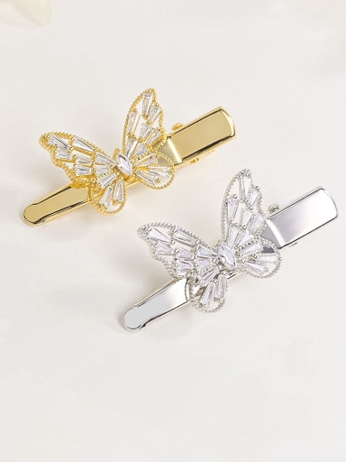 custom Brass Cubic Zirconia White Butterfly Minimalist Hair Jewelry