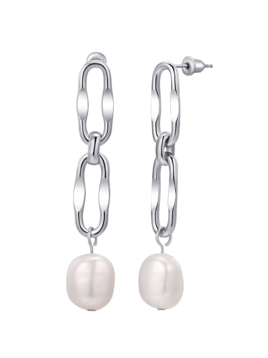925 Sterling Silver Freshwater Pearl White Minimalist Drop Earring