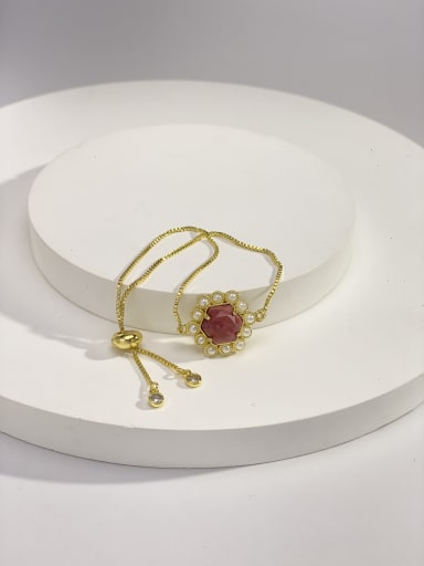 Bronze Natural Stone Multi Color Stone Flower Minimalist Handmade Beaded Bracelet