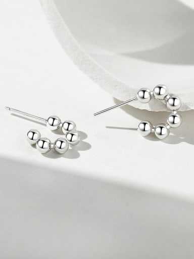925 Sterling Silver White Round Minimalist Stud Earring
