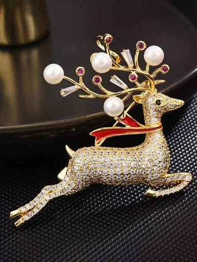 custom Brass Cubic Zirconia Gold Deer Minimalist Pins & Brooches