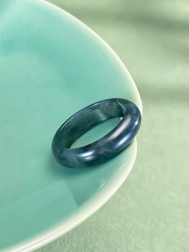 Stone Jade Green Geometric Minimalist Band Ring