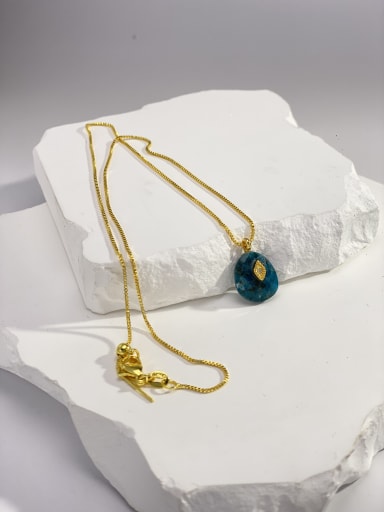 Brass Natural Stone Multi Color Stone Geometric Minimalist Locket Necklace